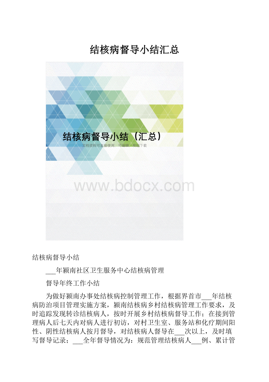 结核病督导小结汇总.docx