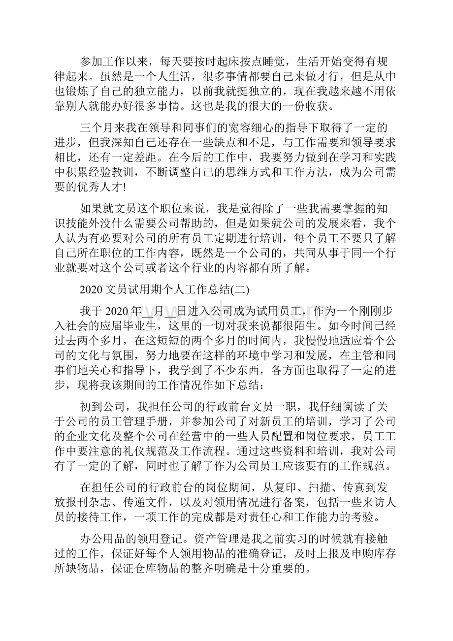 文员试用期个人工作总结5篇.docx_第2页