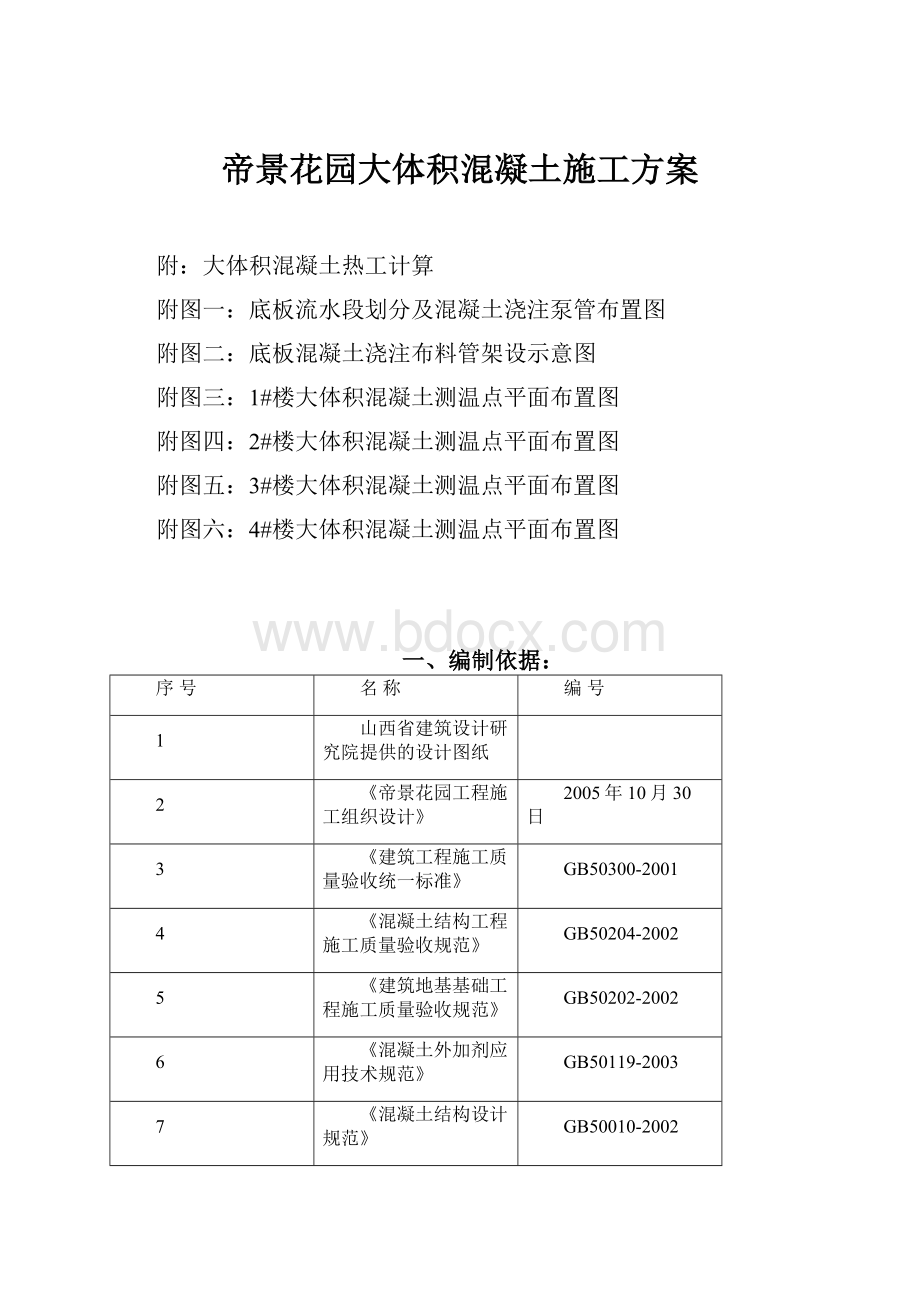 帝景花园大体积混凝土施工方案.docx_第1页