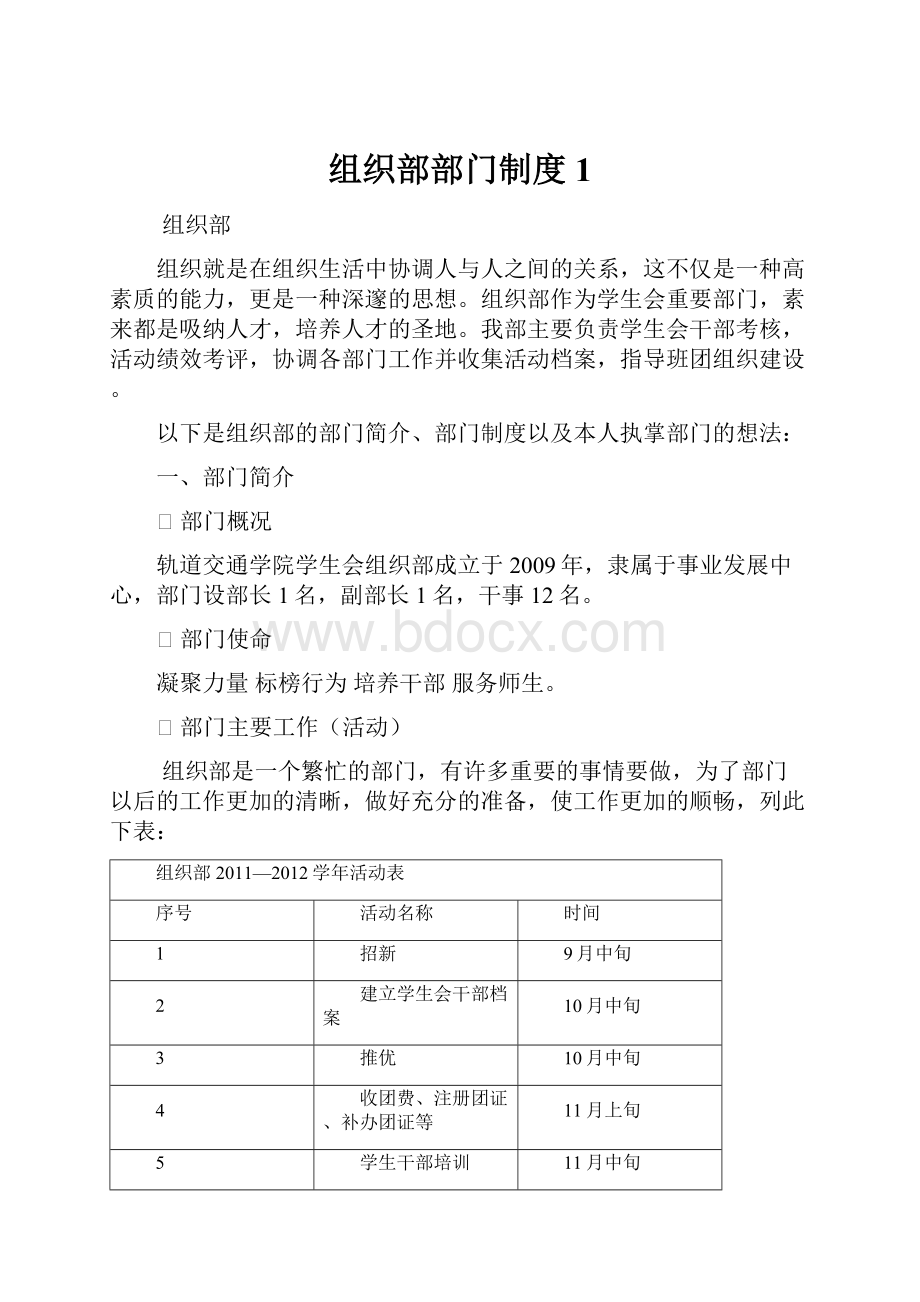 组织部部门制度 1Word文档格式.docx