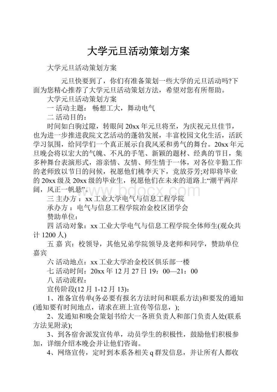 大学元旦活动策划方案.docx