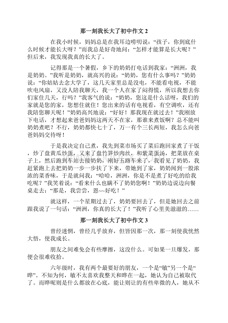 那一刻我长大了初中作文精选20篇Word格式文档下载.docx_第2页