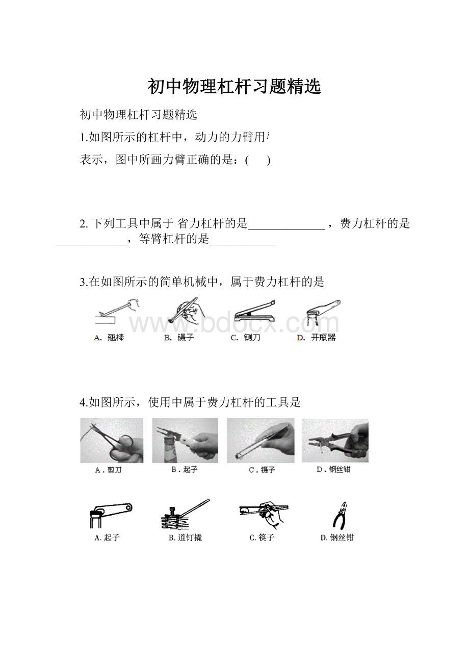 初中物理杠杆习题精选.docx_第1页