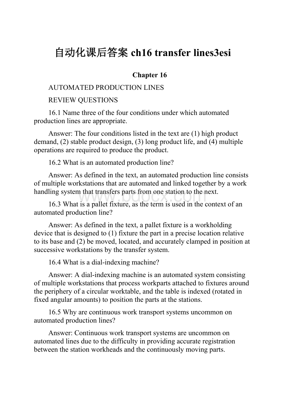 自动化课后答案ch16 transfer lines3esi.docx_第1页