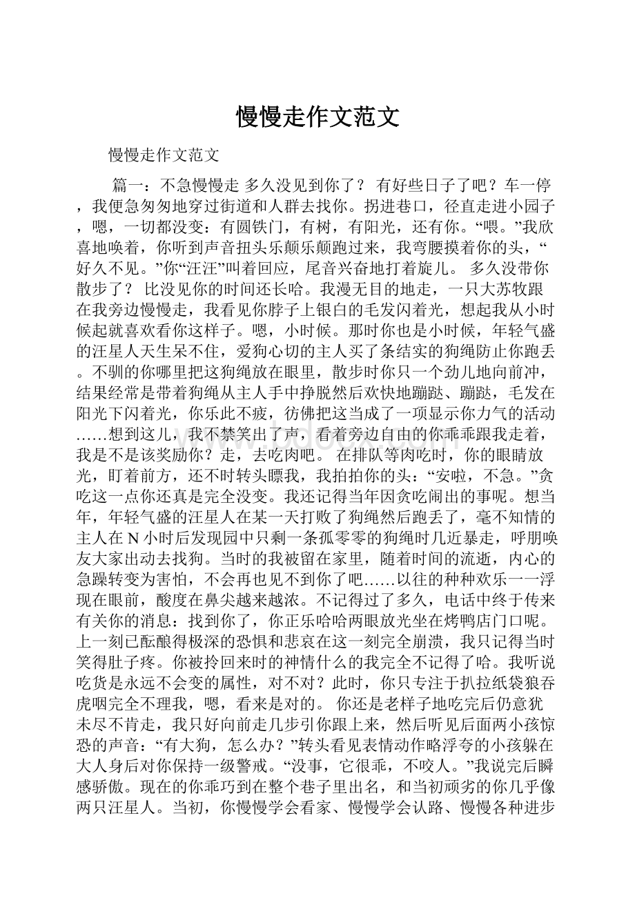 慢慢走作文范文Word格式文档下载.docx_第1页