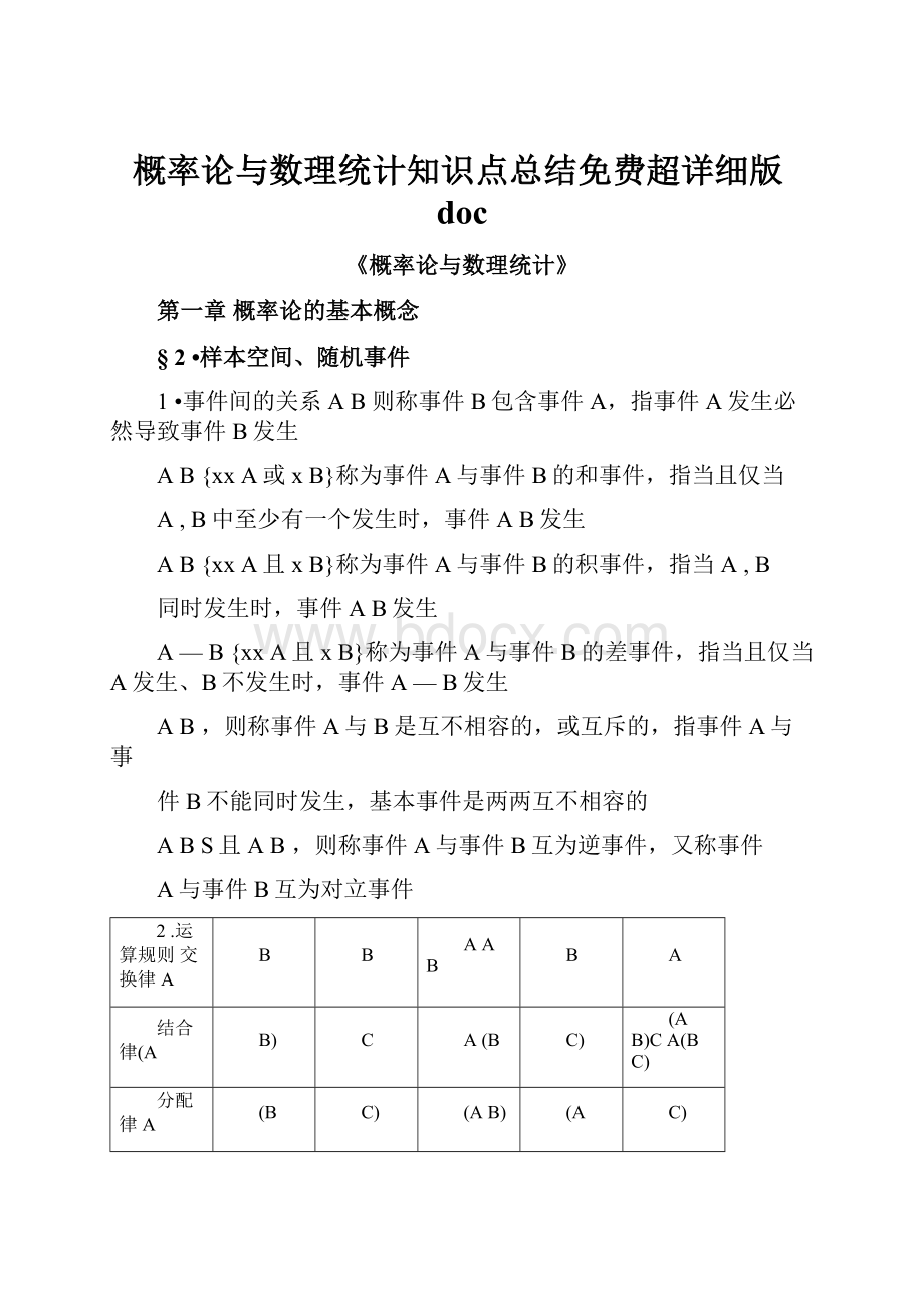 概率论与数理统计知识点总结免费超详细版docWord格式.docx_第1页