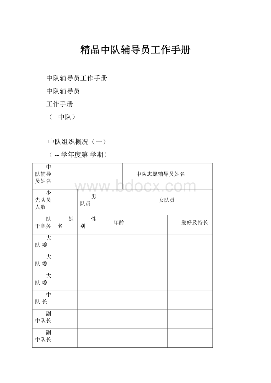 精品中队辅导员工作手册.docx