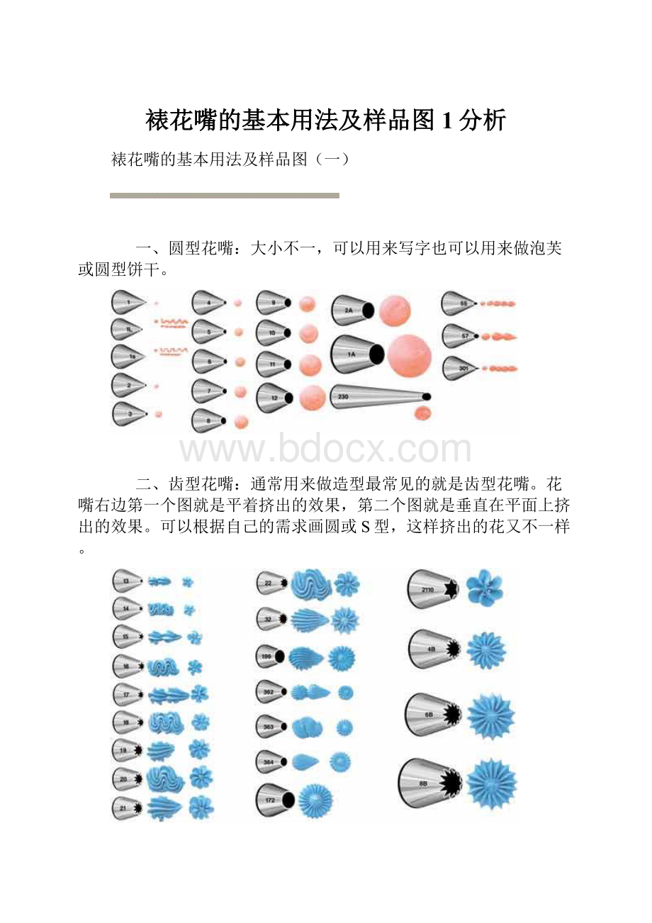 裱花嘴的基本用法及样品图1分析Word文档格式.docx