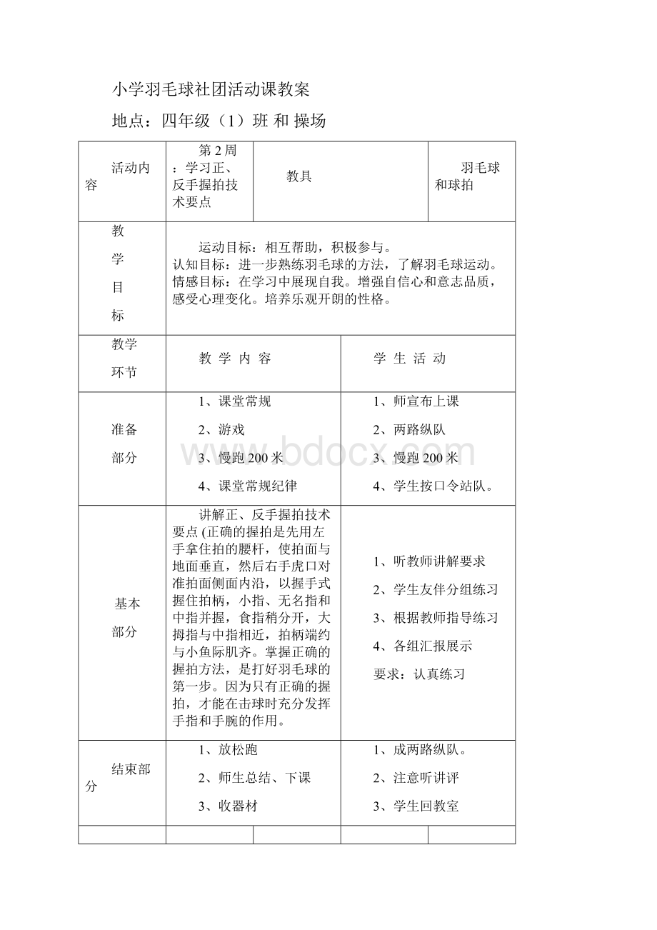 小学羽毛球社团活动方案及优秀教案.docx_第3页