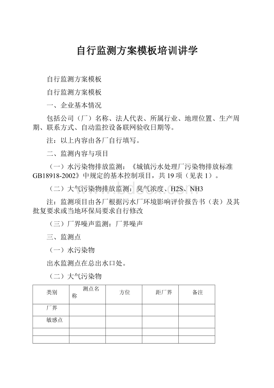 自行监测方案模板培训讲学Word文档格式.docx_第1页