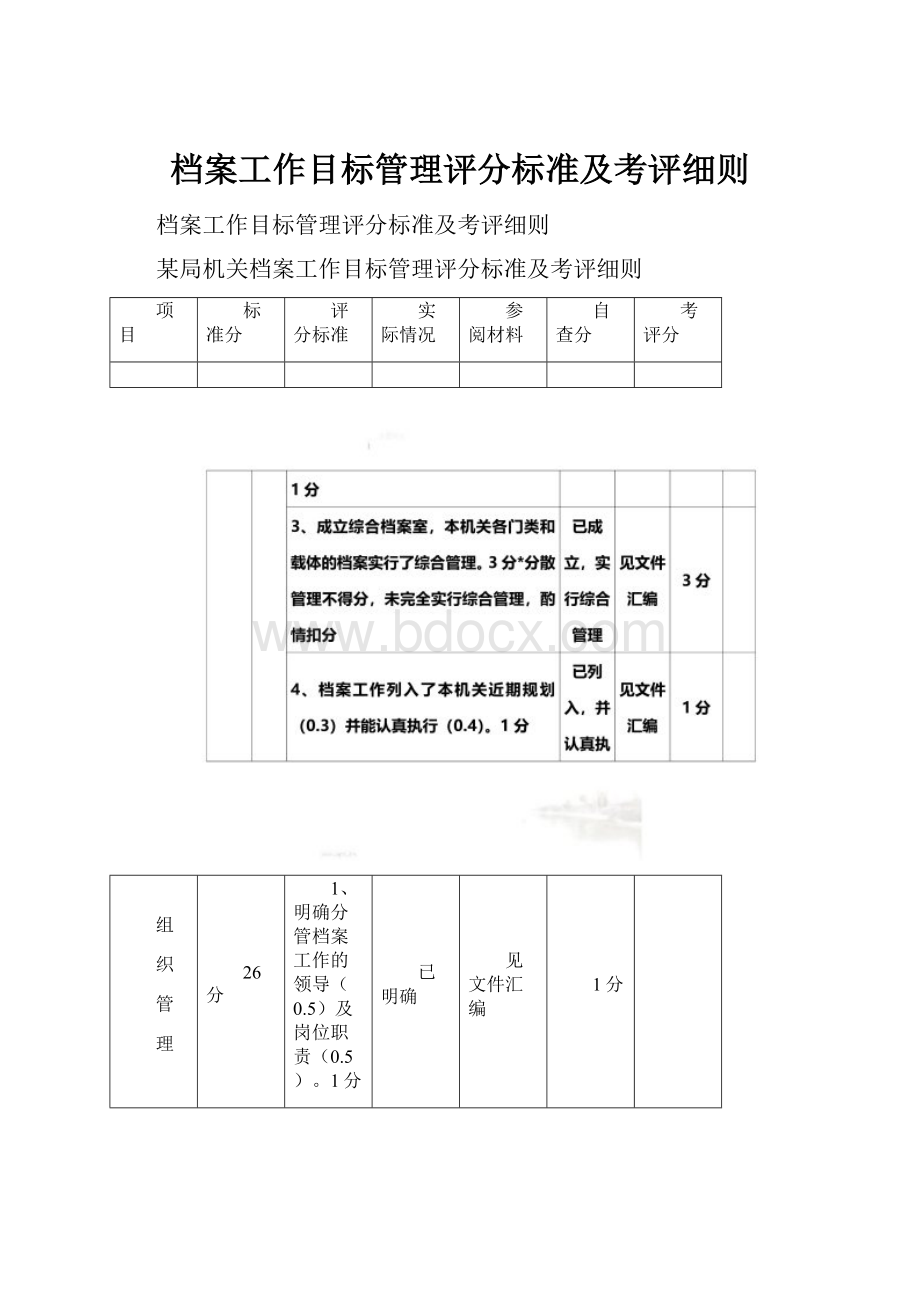 档案工作目标管理评分标准及考评细则.docx_第1页