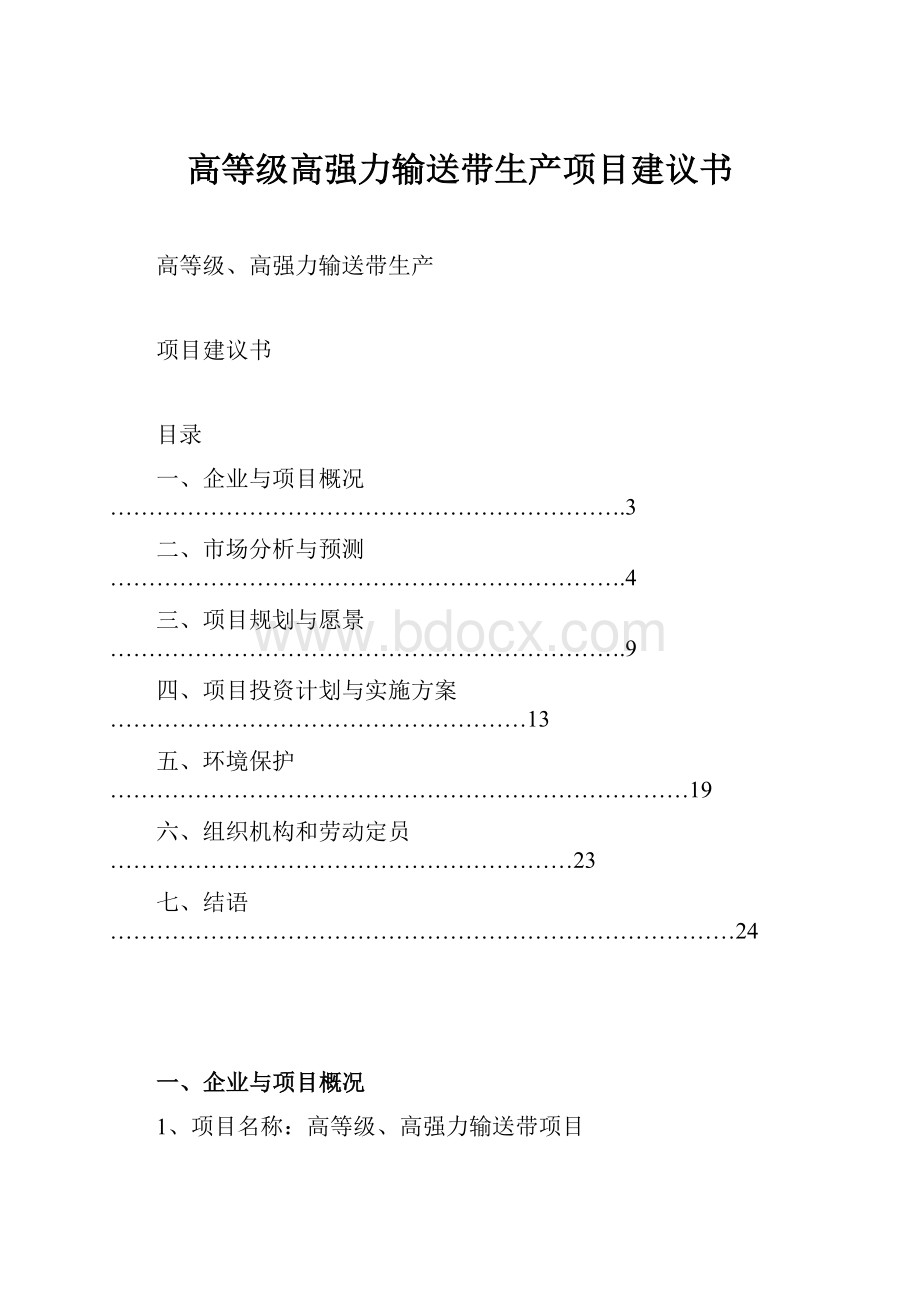 高等级高强力输送带生产项目建议书.docx