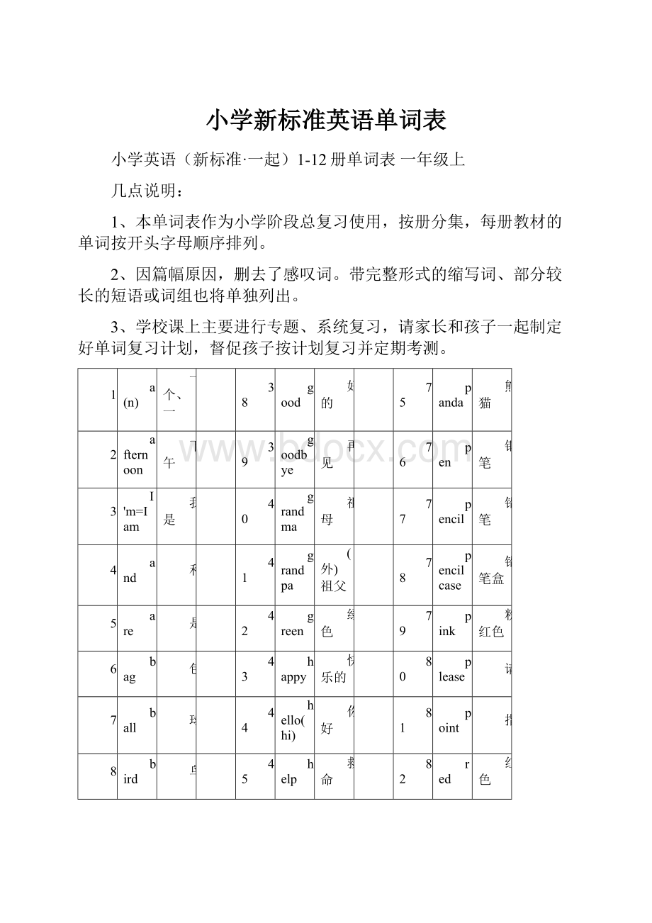 小学新标准英语单词表Word文档下载推荐.docx