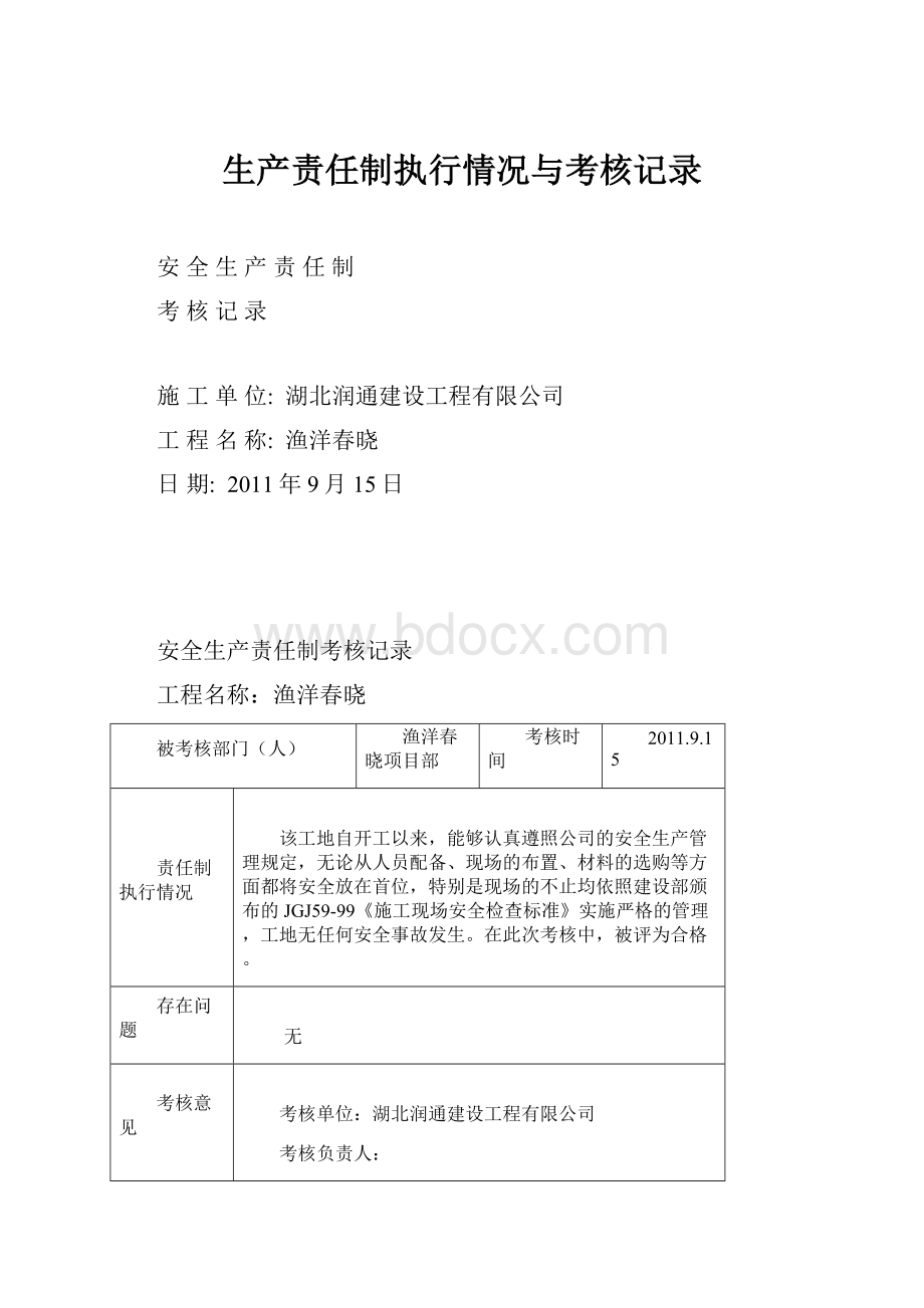 生产责任制执行情况与考核记录Word格式文档下载.docx