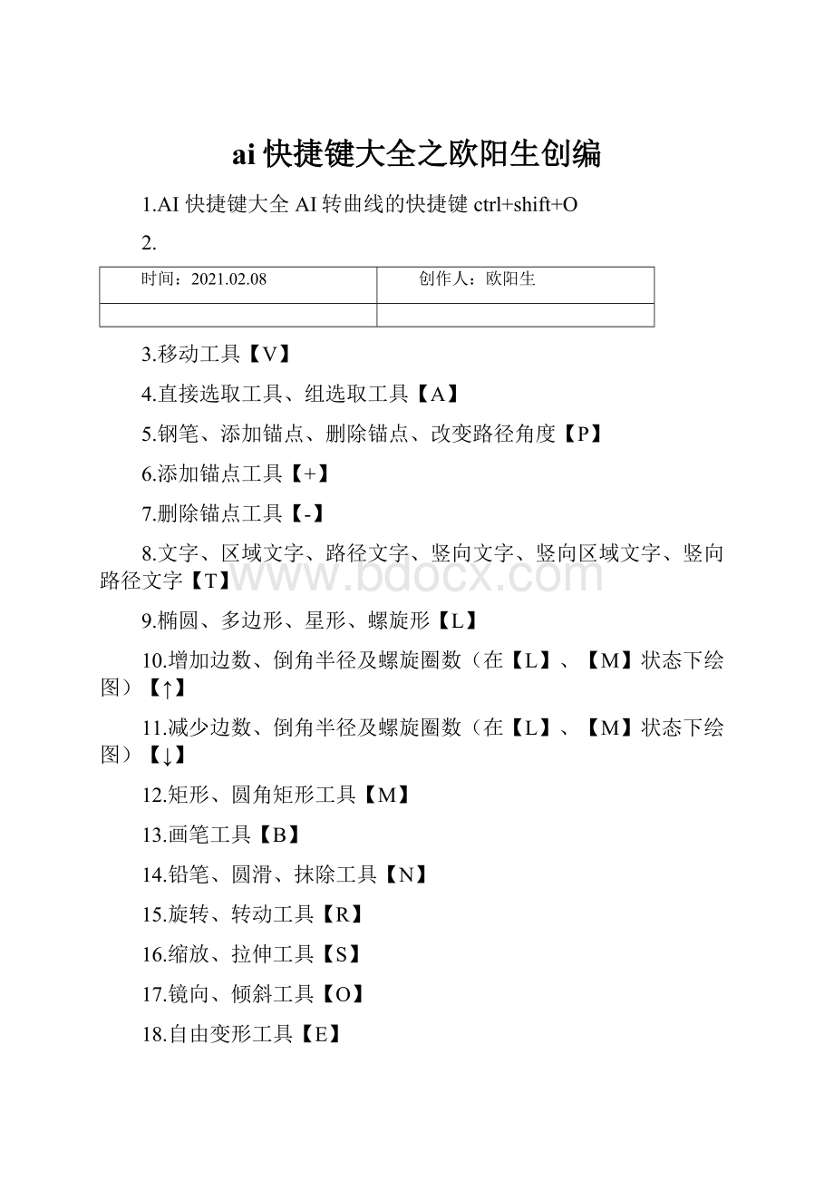 ai快捷键大全之欧阳生创编.docx_第1页
