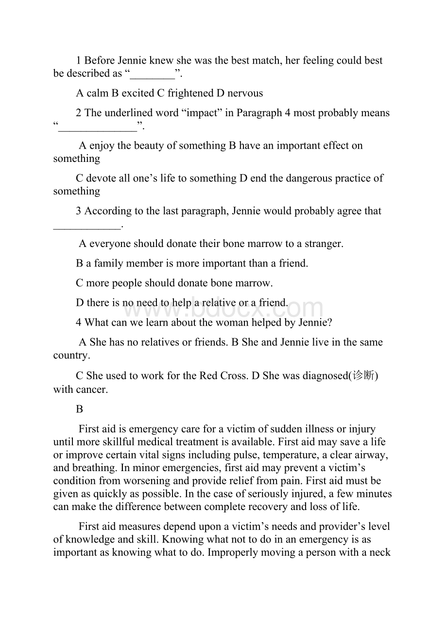 河北省邢台市高中英语Unit5Firstaid单元检测卷新人教版必修51025194Word文档格式.docx_第2页