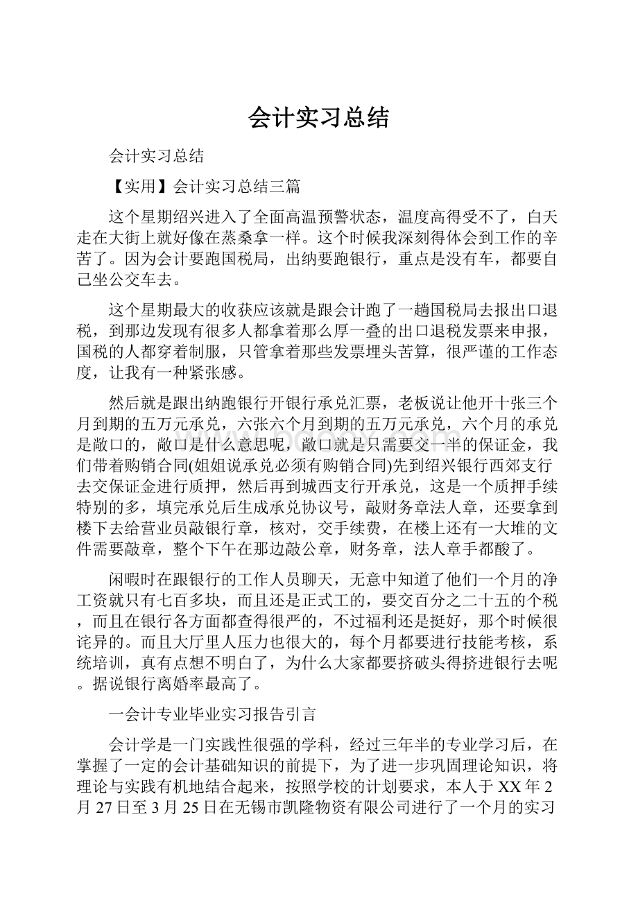 会计实习总结Word格式文档下载.docx