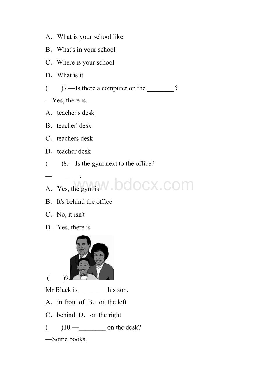 外研版七年级英语上册Module3Myschool单元测试题.docx_第2页