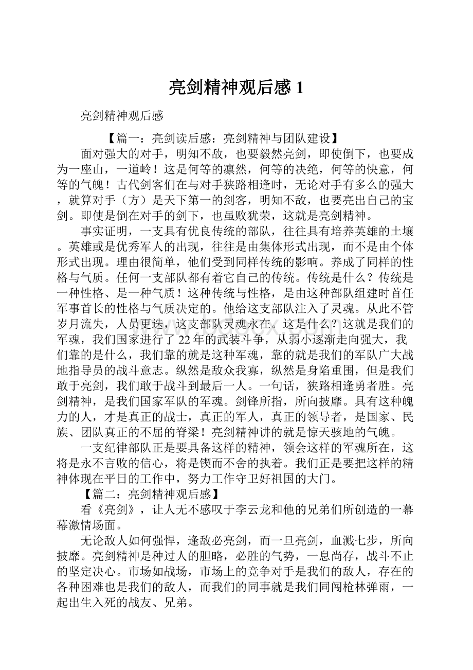 亮剑精神观后感1Word文档下载推荐.docx