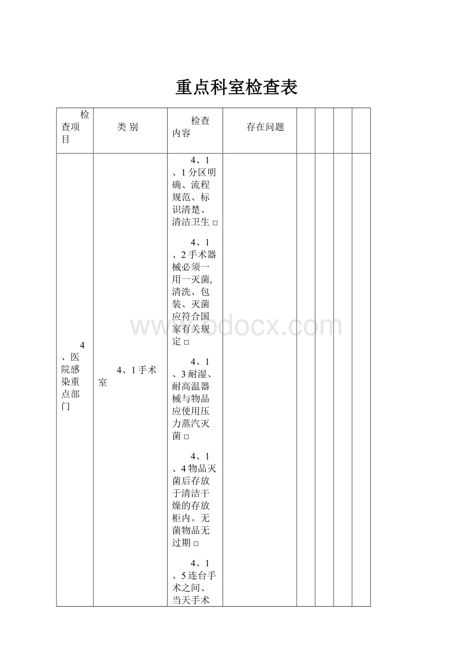 重点科室检查表.docx_第1页