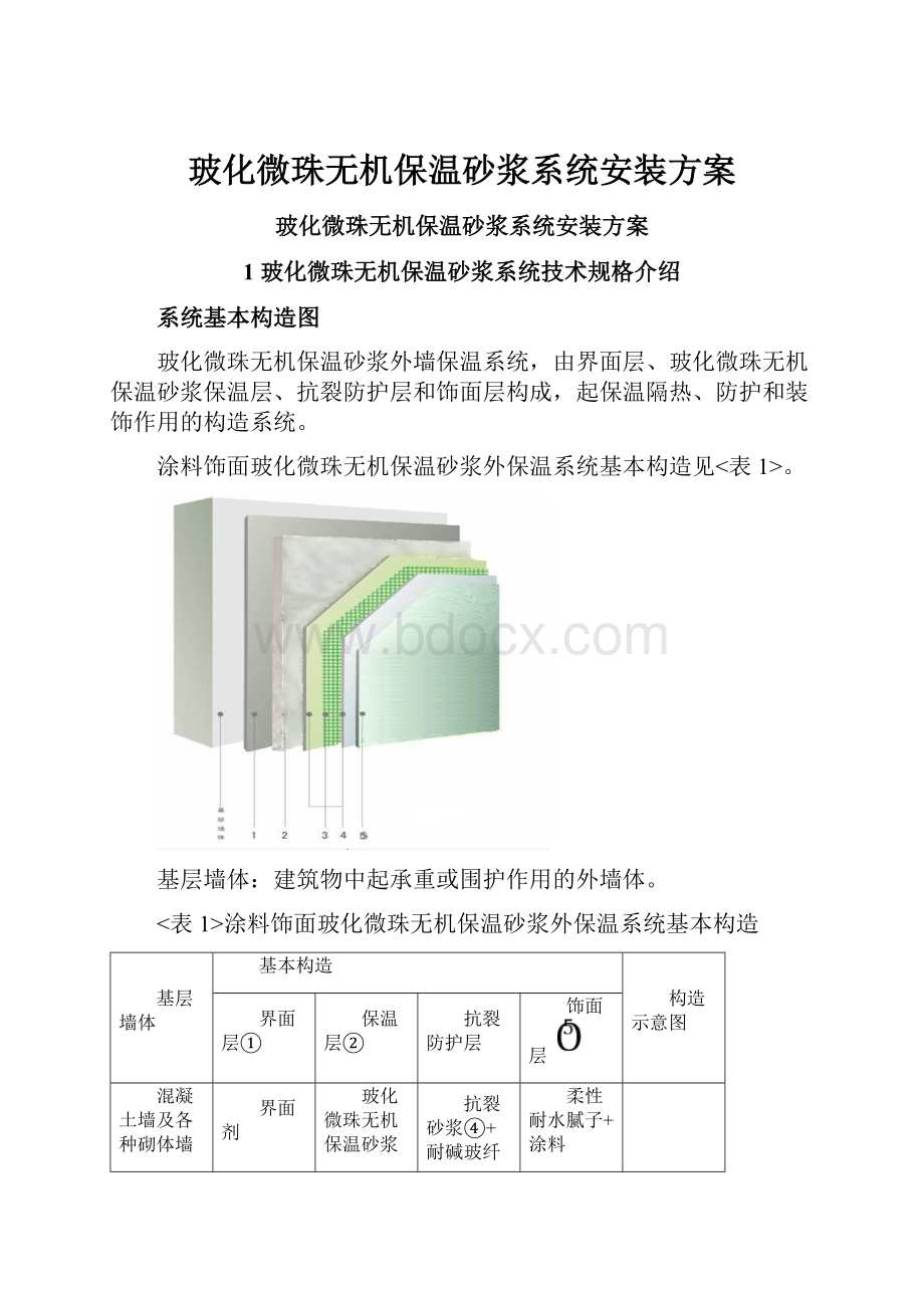 玻化微珠无机保温砂浆系统安装方案文档格式.docx_第1页