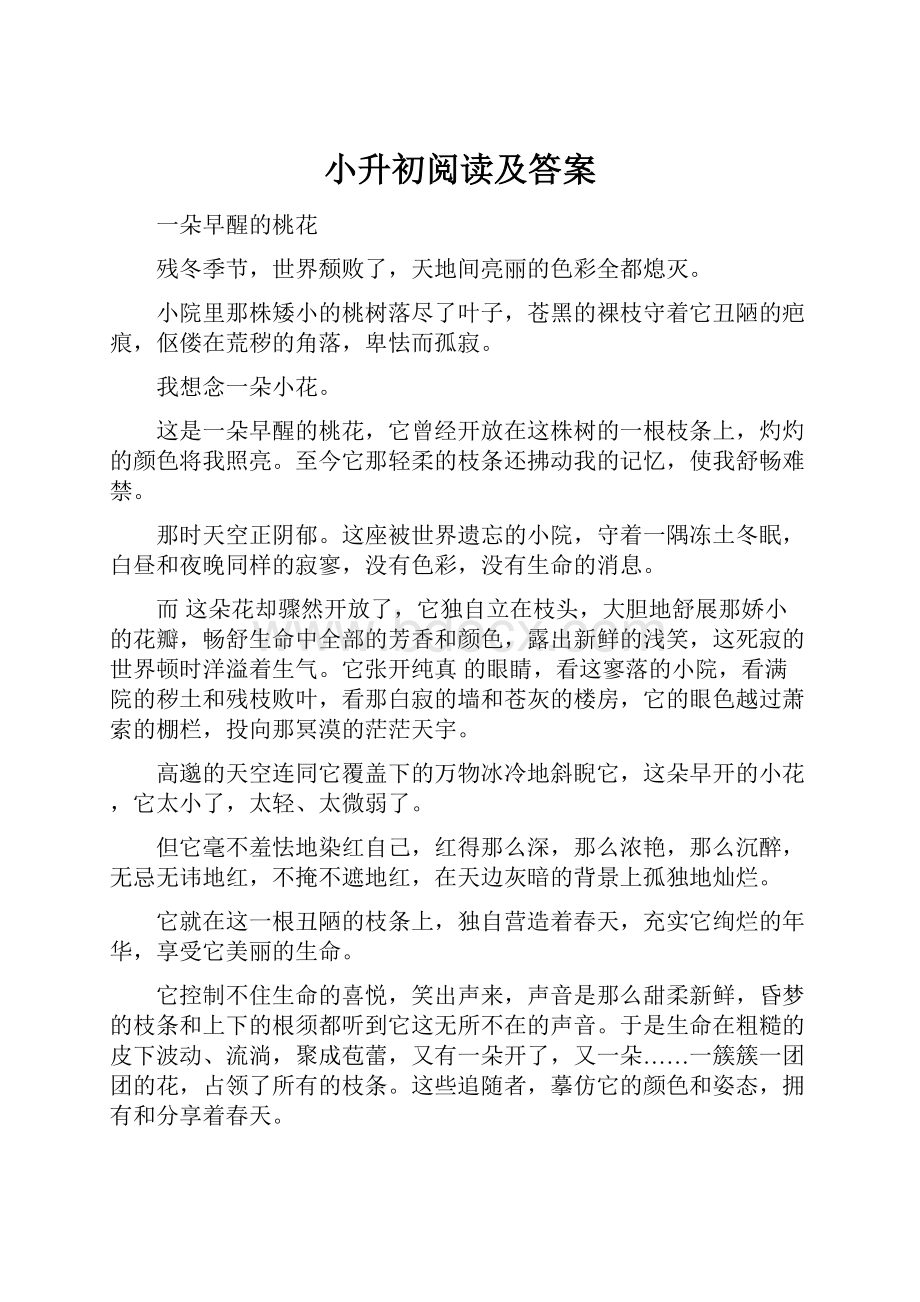 小升初阅读及答案.docx_第1页