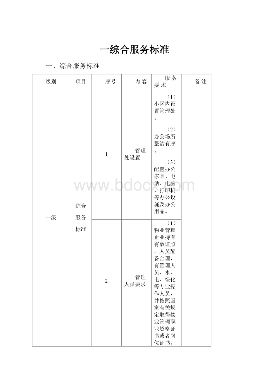 一综合服务标准文档格式.docx_第1页