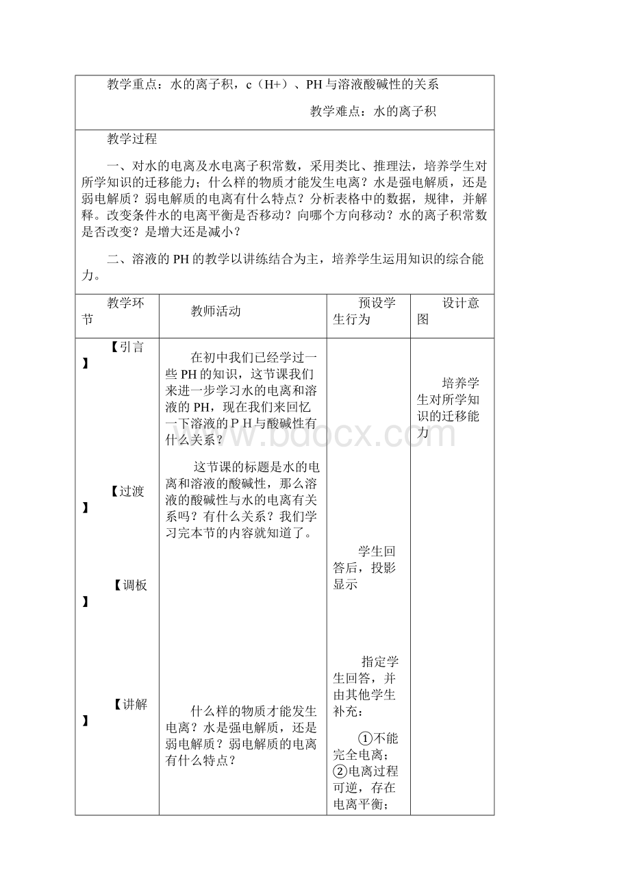 水的电离和溶液的酸碱性第一课时教学设计.docx_第2页