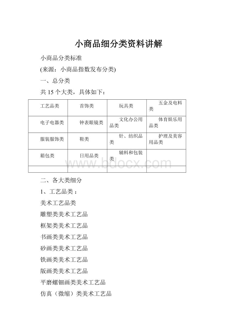 小商品细分类资料讲解.docx_第1页