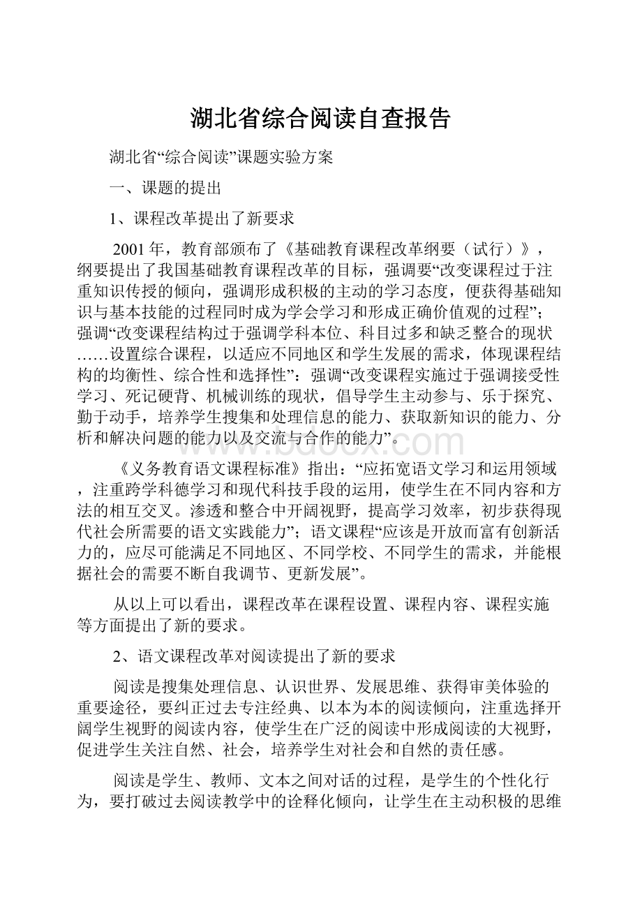 湖北省综合阅读自查报告.docx_第1页