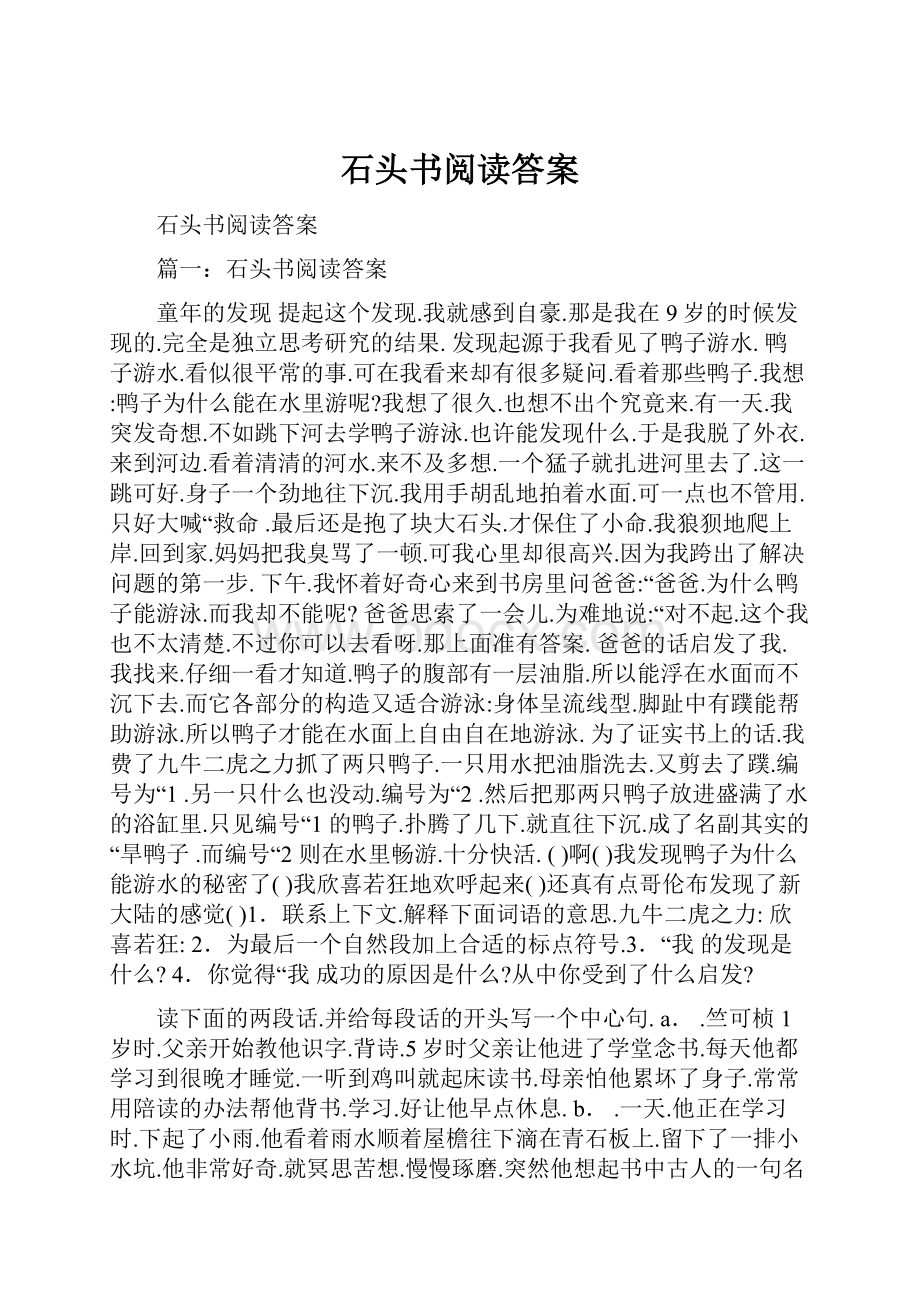 石头书阅读答案Word格式文档下载.docx