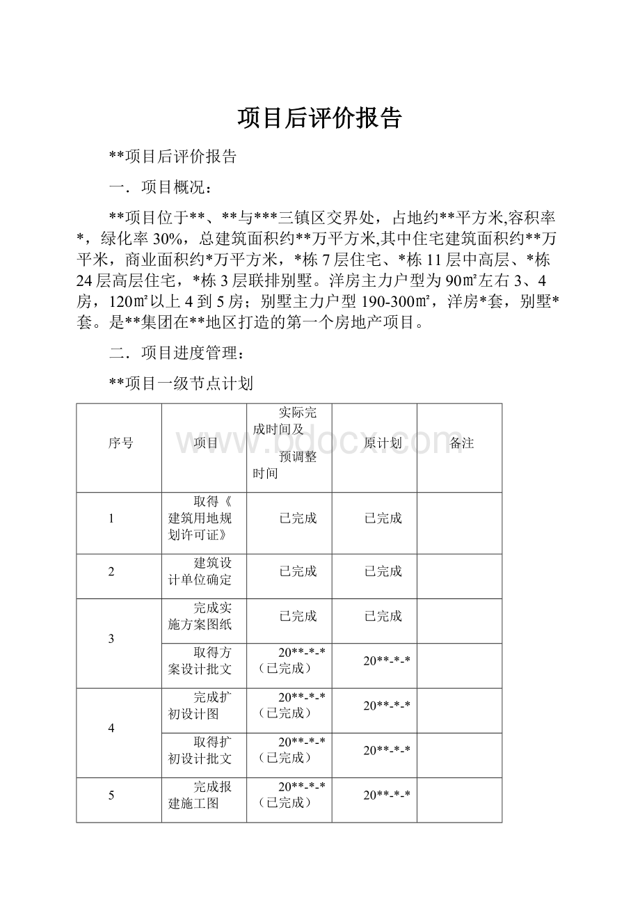 项目后评价报告Word格式文档下载.docx_第1页