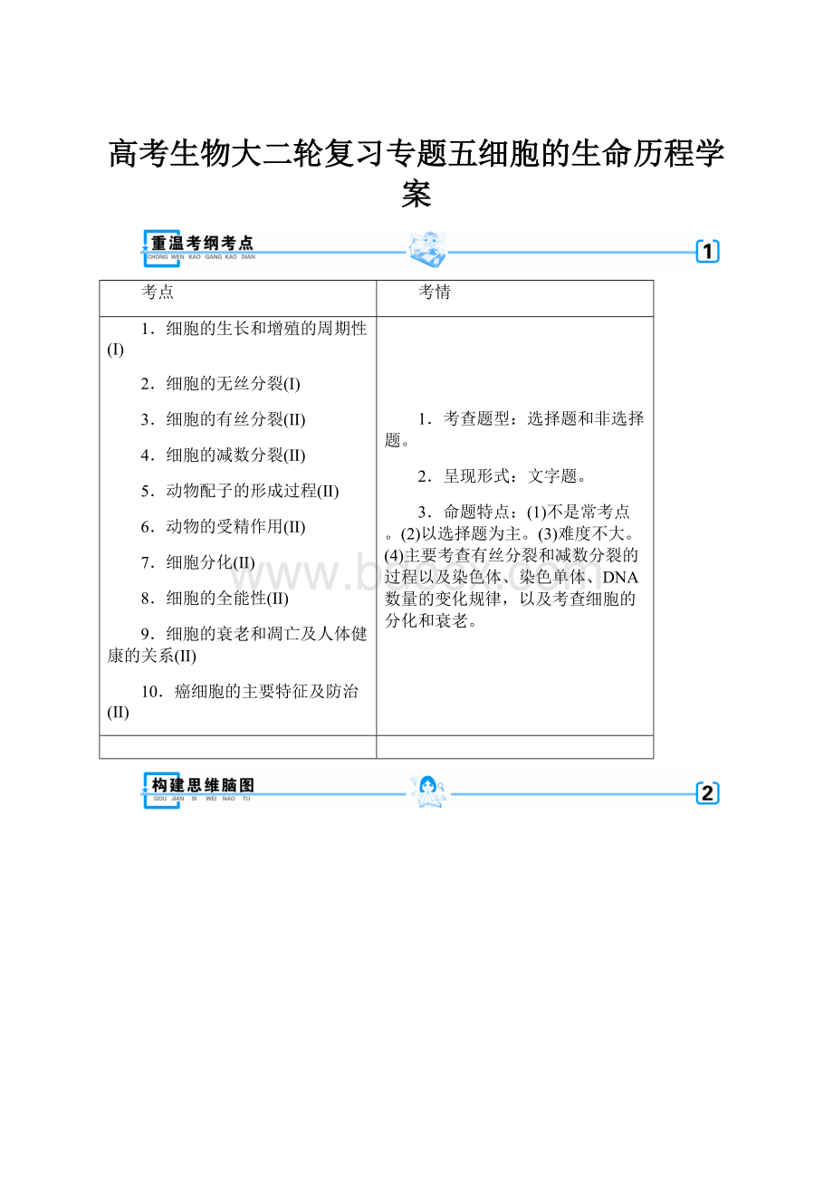 高考生物大二轮复习专题五细胞的生命历程学案.docx_第1页