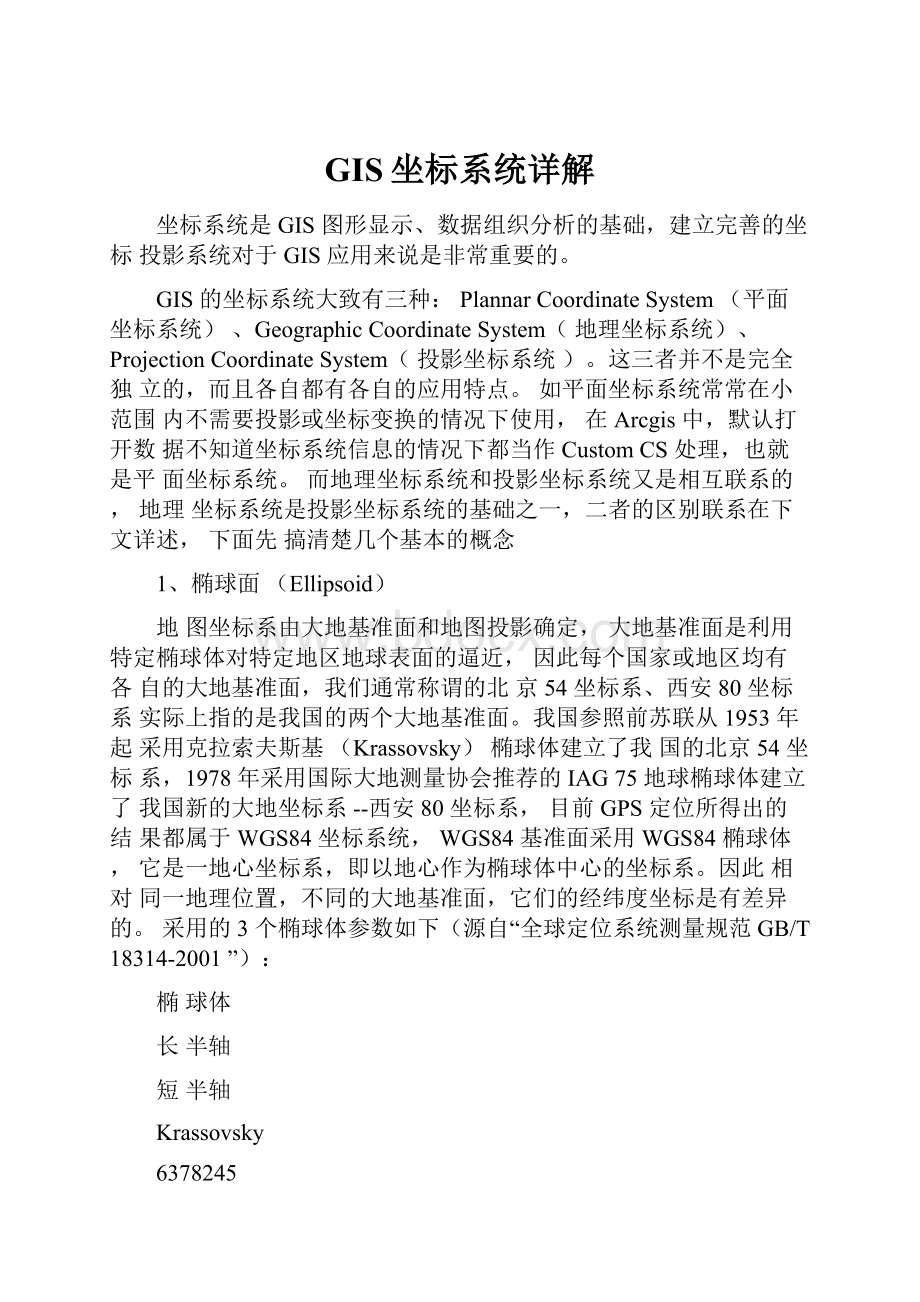 GIS坐标系统详解Word文件下载.docx