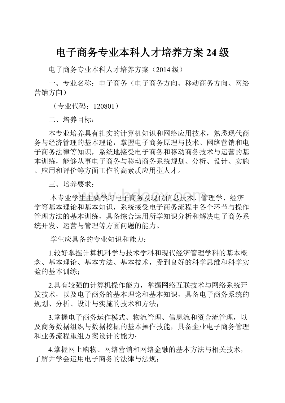 电子商务专业本科人才培养方案24级.docx_第1页