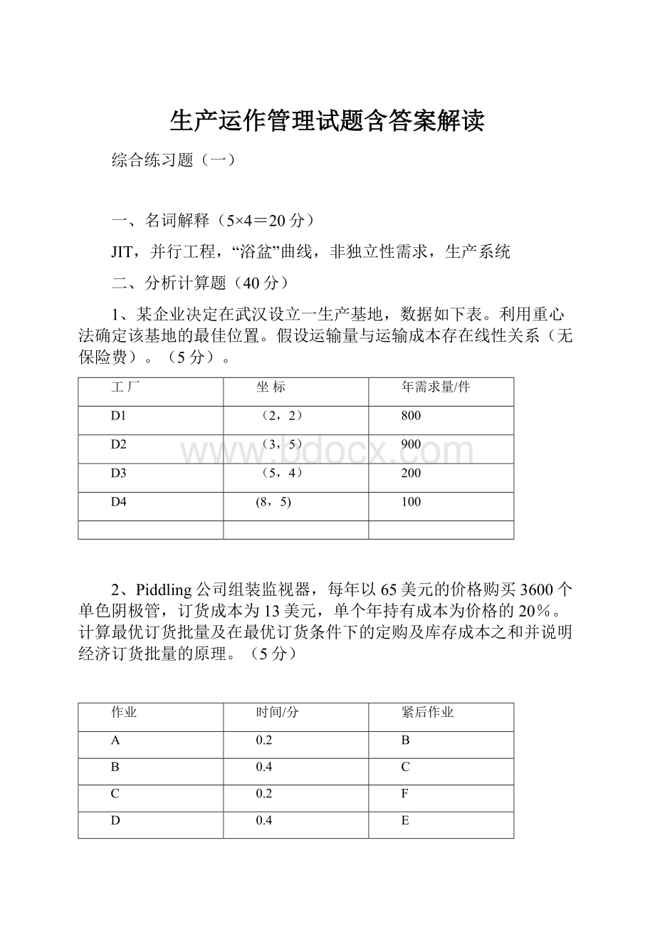 生产运作管理试题含答案解读.docx_第1页