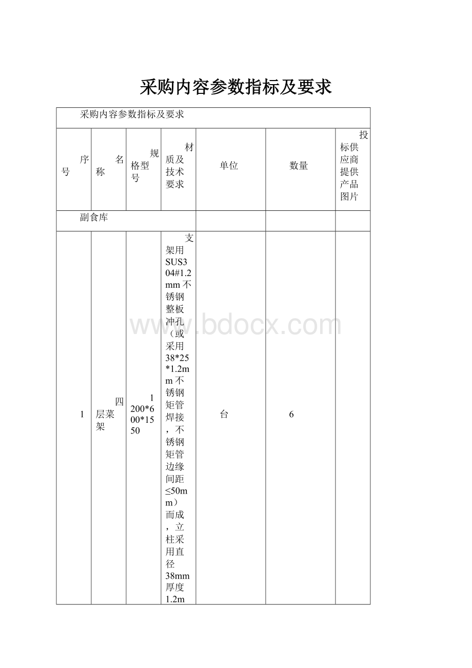 采购内容参数指标及要求.docx