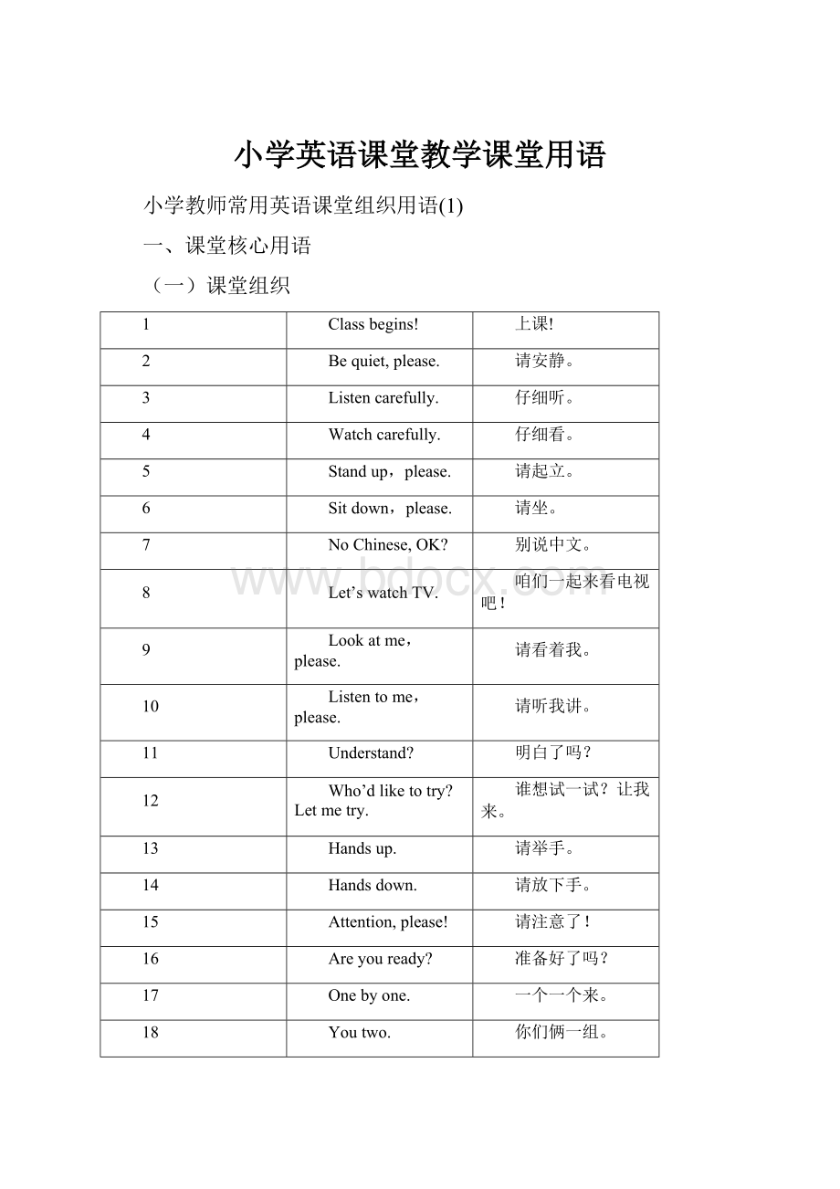 小学英语课堂教学课堂用语Word格式.docx