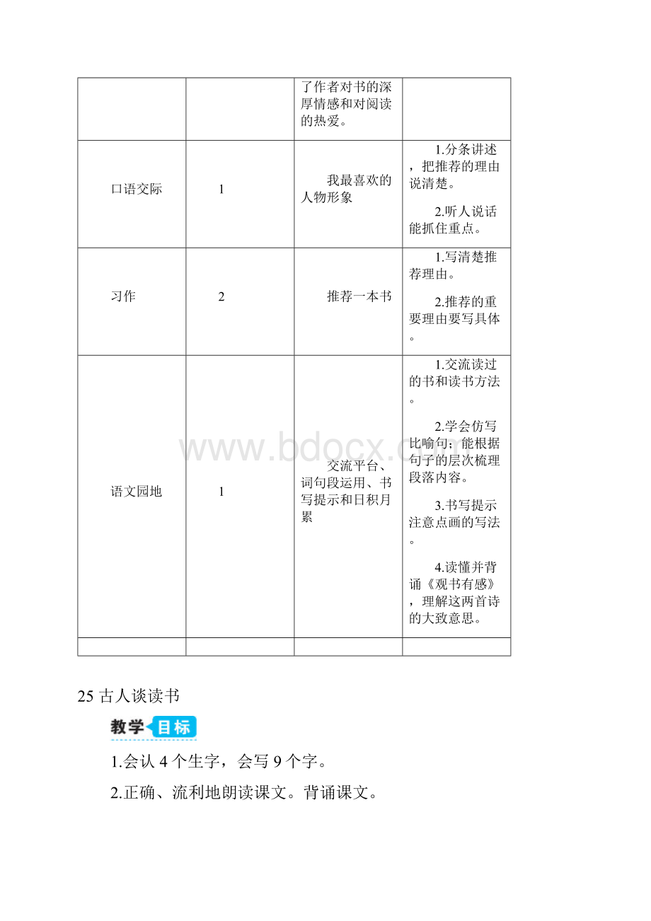 部编版五年级语文上册《古人谈读书》教案Word文档格式.docx_第2页