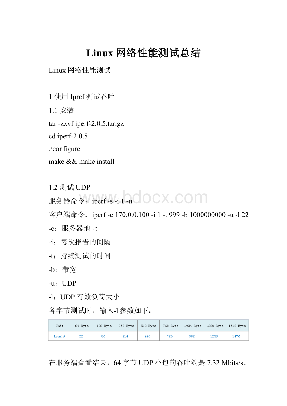 Linux网络性能测试总结Word格式文档下载.docx