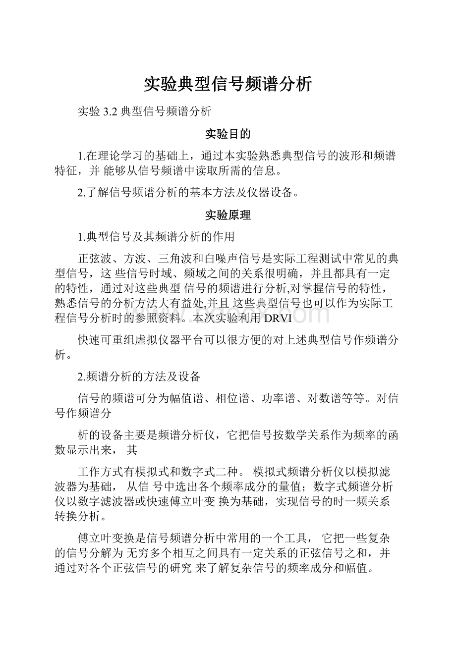 实验典型信号频谱分析文档格式.docx_第1页