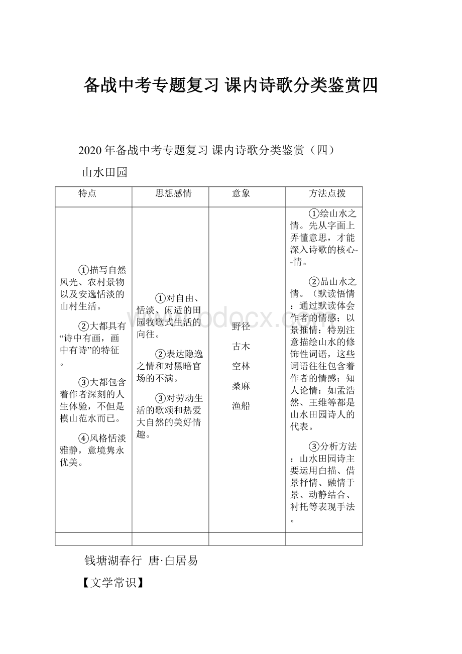 备战中考专题复习课内诗歌分类鉴赏四文档格式.docx