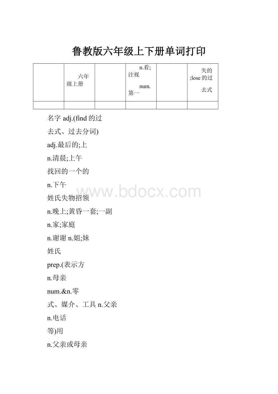 鲁教版六年级上下册单词打印Word格式文档下载.docx