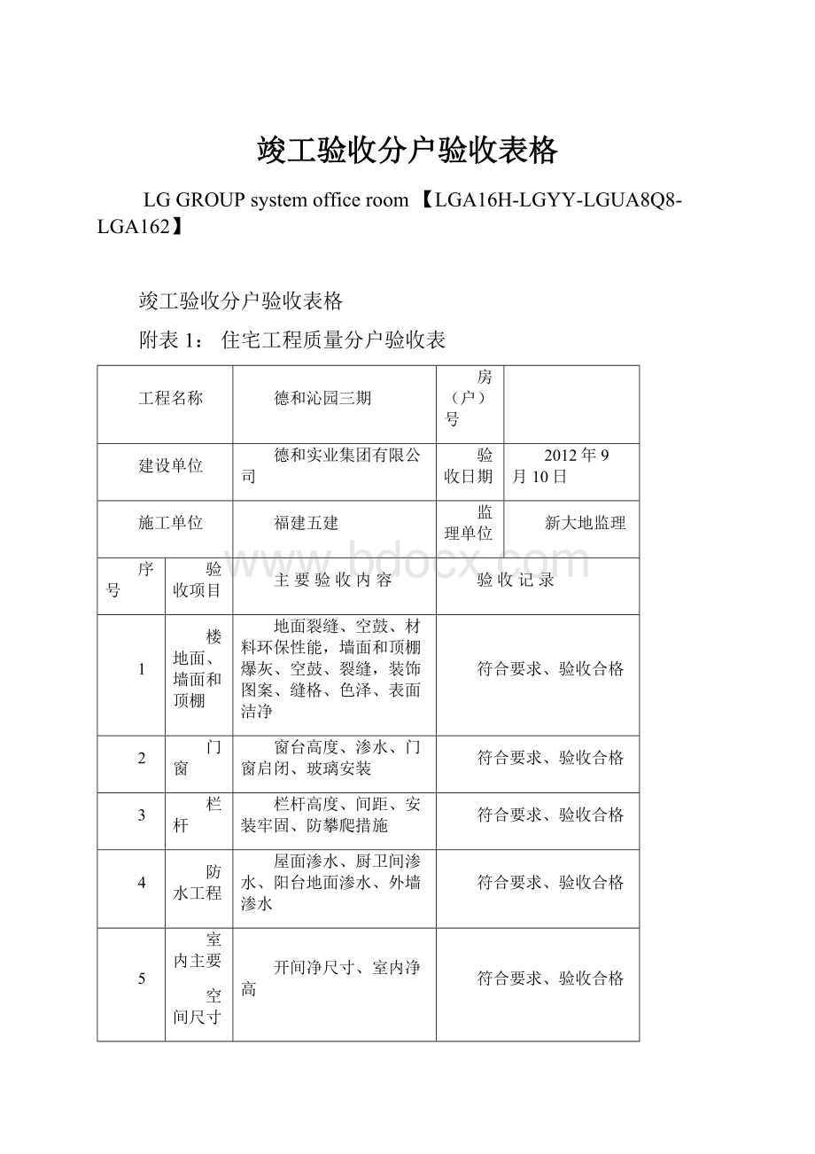 竣工验收分户验收表格.docx_第1页