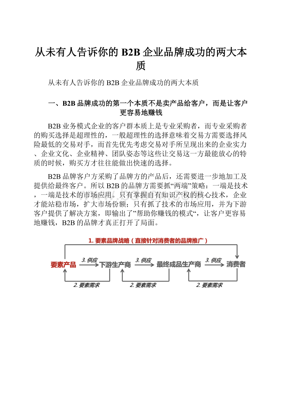 从未有人告诉你的B2B企业品牌成功的两大本质Word下载.docx