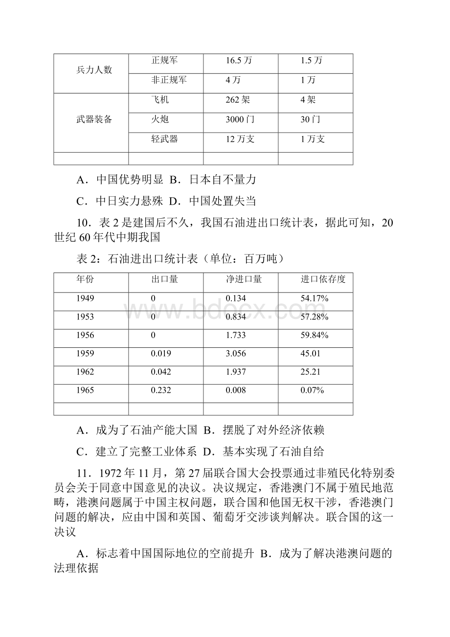 汕尾市学年高二上学期期末学业质量监测 历史试题含答案.docx_第3页