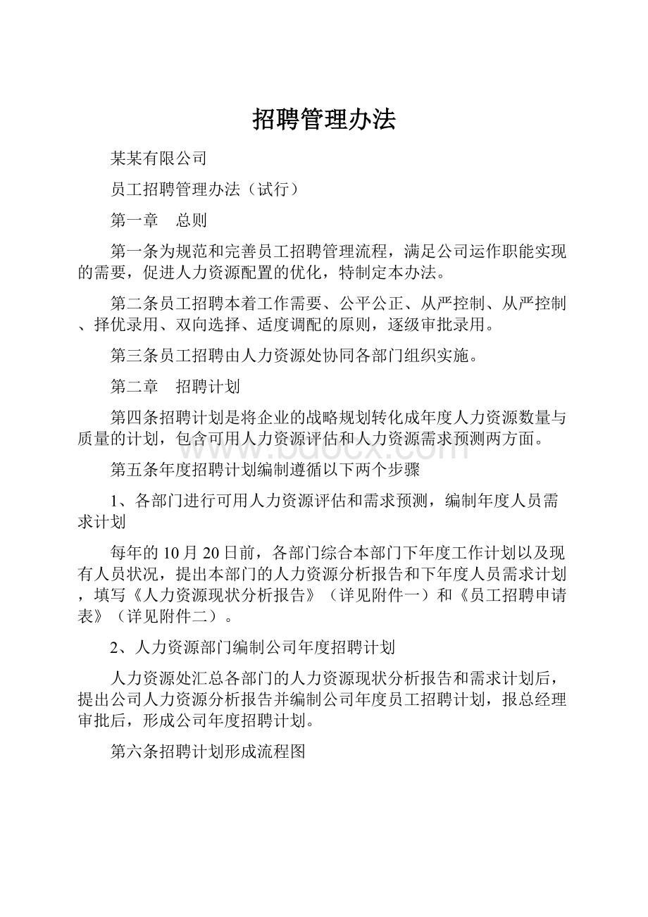 招聘管理办法Word文档格式.docx