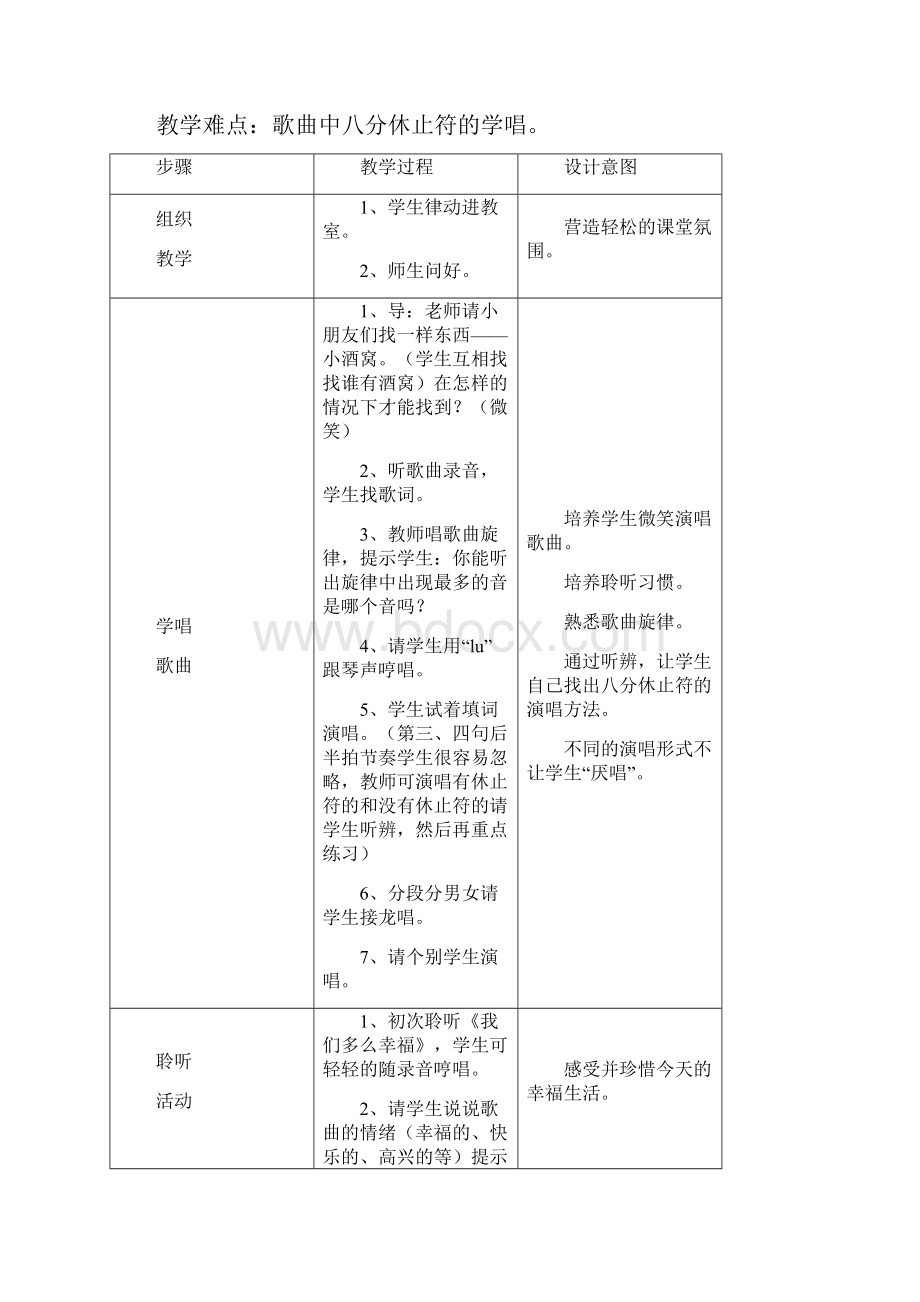 人音版小学三年级上册音乐教案1Word文档格式.docx_第3页