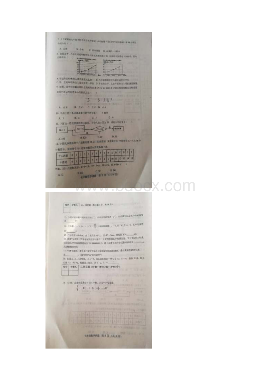 山东省寿光市七年级数学上学期期中试题扫描版 青岛.docx_第2页