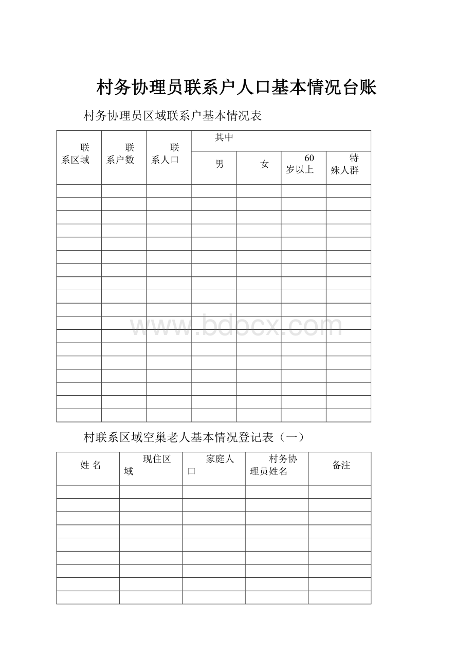 村务协理员联系户人口基本情况台账.docx_第1页